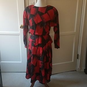 Raoul vintage black and red dress with ruffles